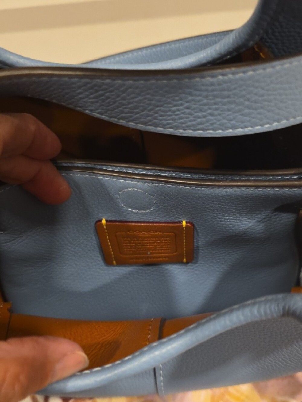 Coach Light Blue Pebbled Leather Mini Tote with Gold Hardware - Picture 2 of 2